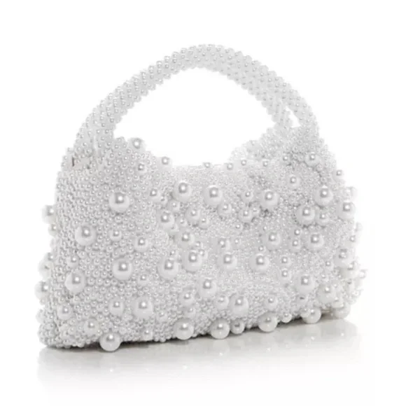 SIMKHAI Ellerie Imitation Pearl Embellished Mini Hobo Bag - Picture 5 of 12